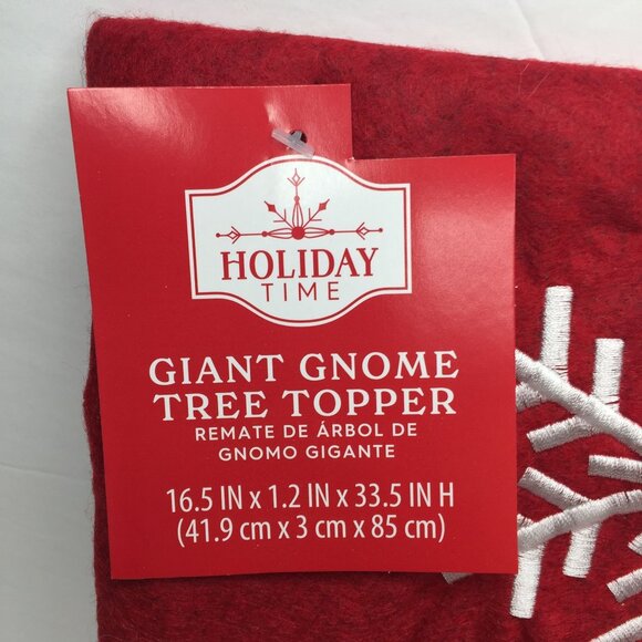 Holiday Time Giant Gnome Tree Topper Christmas Red Santa Hat White Beard Home De - Picture 2 of 6